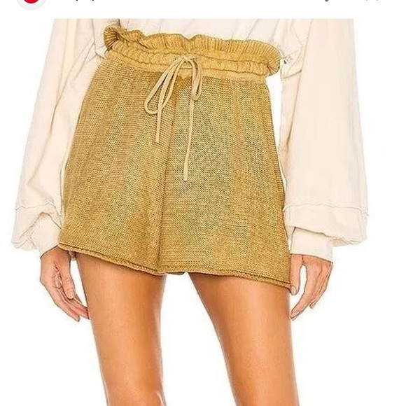 Free People Gold Knit Shorts- L - Picture 1 of 3
